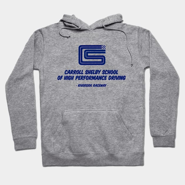 1962 Carroll Shelby School of High Performance Driving  - blue print Hoodie by retropetrol